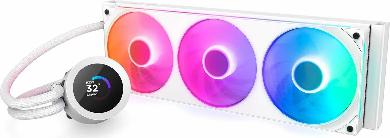 Ftohës me ujë AIO NZXT Kraken Plus 360 RGB RL-KR360-W2 360mm, LCD 1.54\", 3x120mm, e bardhë