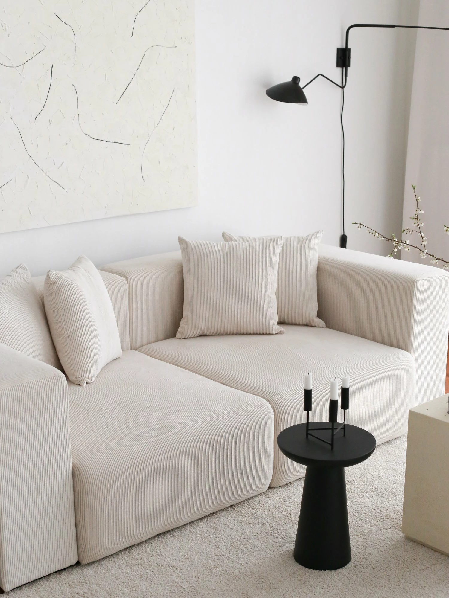 Divan treshe Atelier del Sofa, Yolo, i bardhë