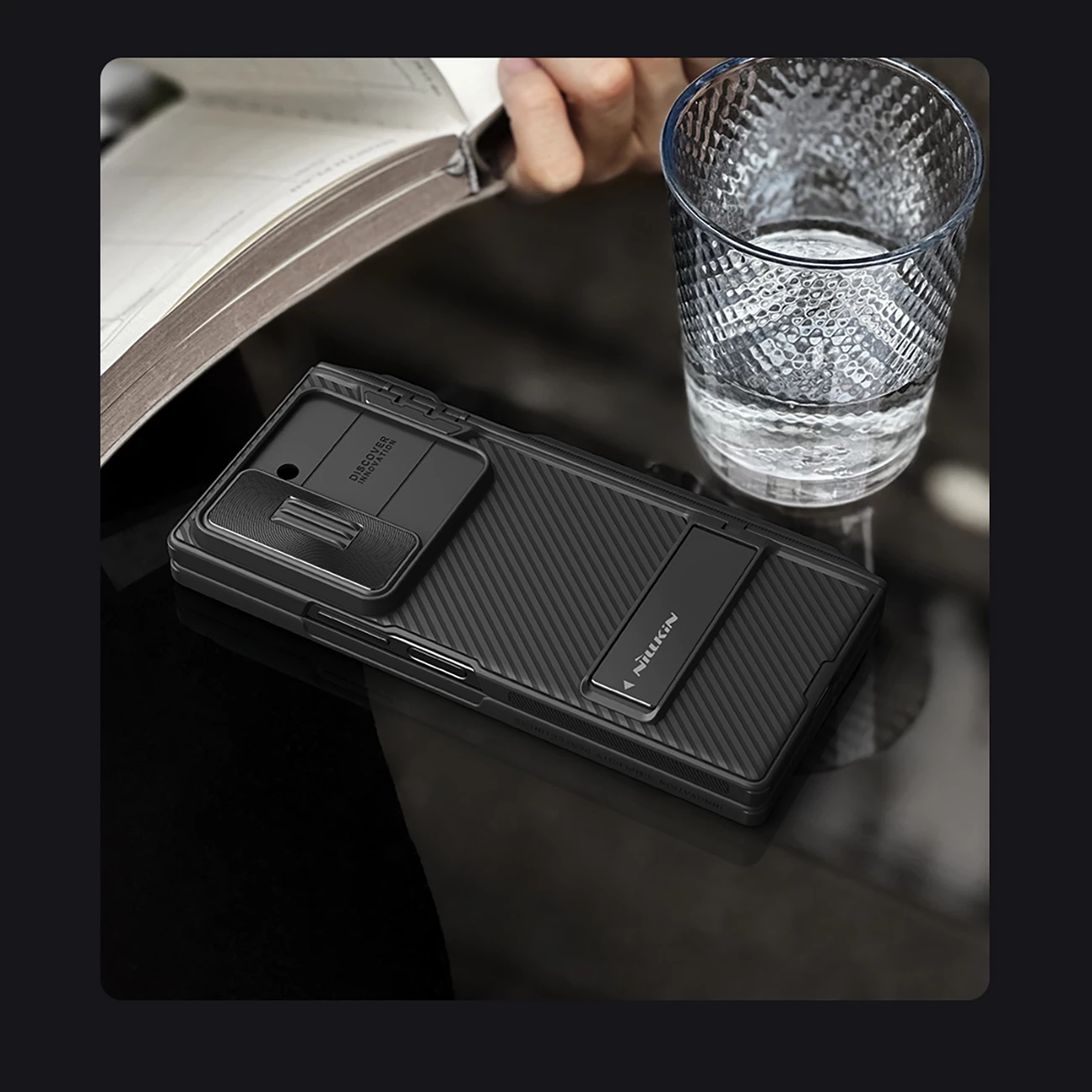 Mbështjellës Nillkin CamShield Fold Case për Samsung Galaxy Z Fold 6 5G me mbajtëse për stilolaps, e zezë