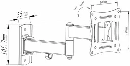Mbajtës muri për TV/monitor ART RAMT AR-82, 10-27 inç, 15 kg, Metal, i zi