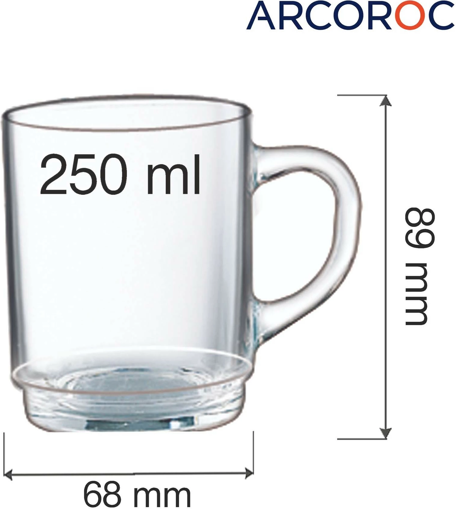 Filxhan mug Arcoroc Bock 250 ml Transparent, set 6 copë