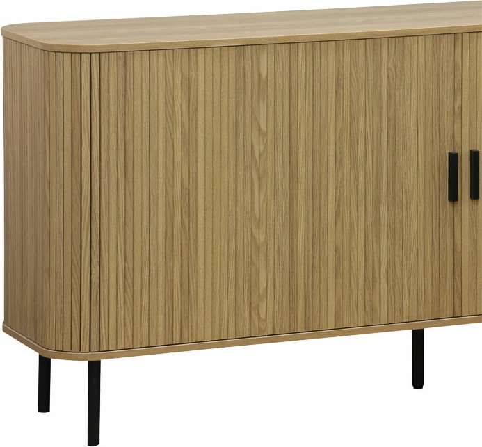 Bufe Scandi MDF ngjyrë natyrale me këmbë metali të zeza 170x45x80cm