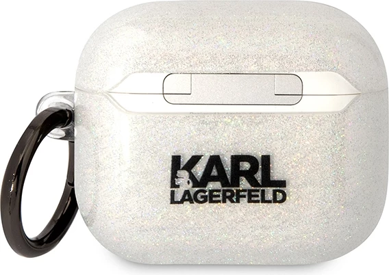 Mbështjellës Karl Lagerfeld KLA3HNKCTGT për AirPods 3, Glitter Karl&Choupette, Transparent me unazë
