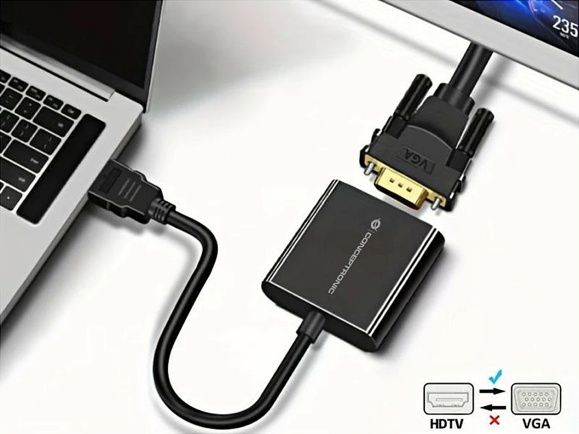 Adapter HDMI në VGA Conceptronic, 1080p/60Hz, 0.25m, i zi