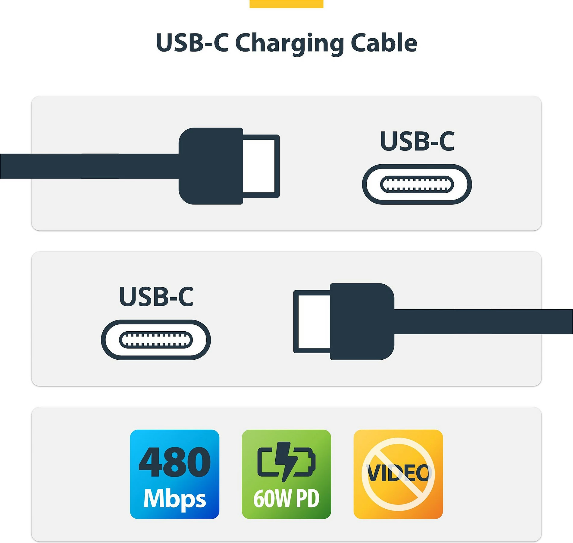 Kabllo USB-C në USB-C StarTech, 1m, PD 60W (3A), USB 2.0, braided nylon, e zezë