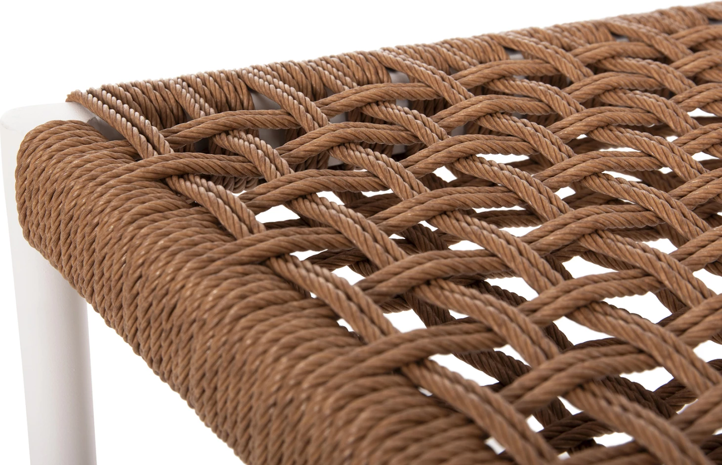 Karrige për bar, lartësi mesatare, EULO FH6087.02, alumin në të bardhë, ratan sintetik në bezhë, 60x60x99H cm