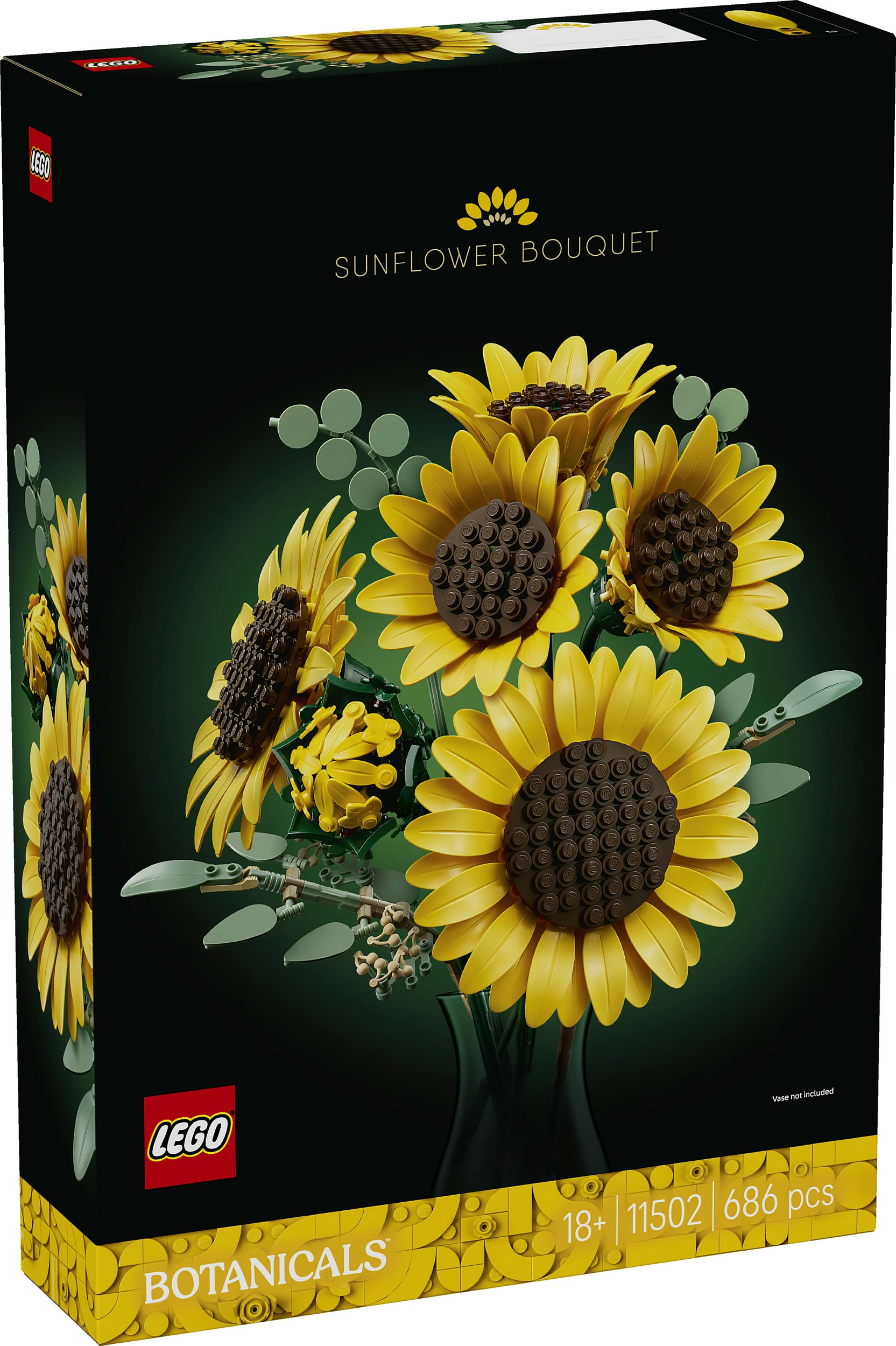 Set ndërtimi LEGO Botanicals Sunflower Bouquet 11502, 686 copë, 18+, shumëngjyrësh