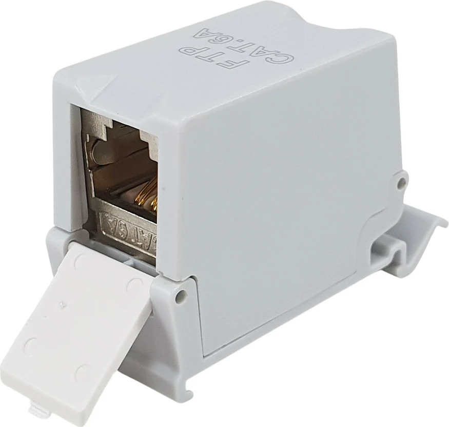 Keystone kopler EQUIP Cat6A, RJ45 femër-femër, i mbrojtur (FTP), PoE, gri