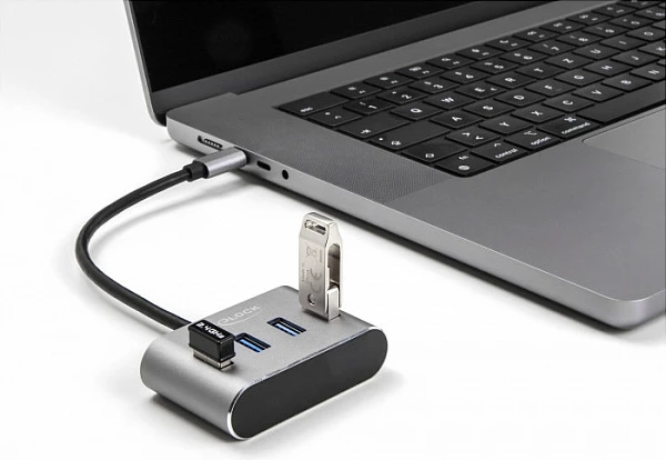 Hub USB DeLOCK 4-Port USB 3.2 Gen 1, USB-C në 4x USB-A, 5Gbps, i zi