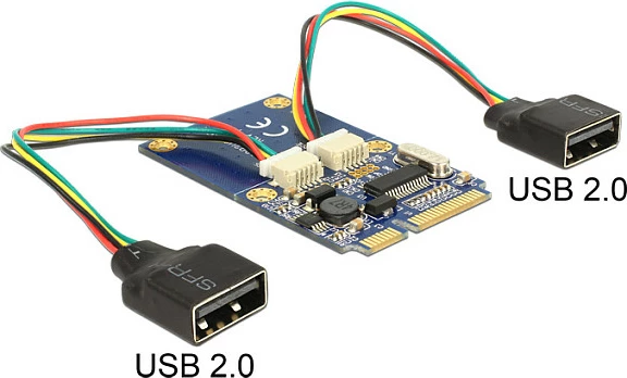 Modul zgjerimi USB 2.0 DeLOCK 95242, Mini PCIe, 2x USB Type-A femër, interne