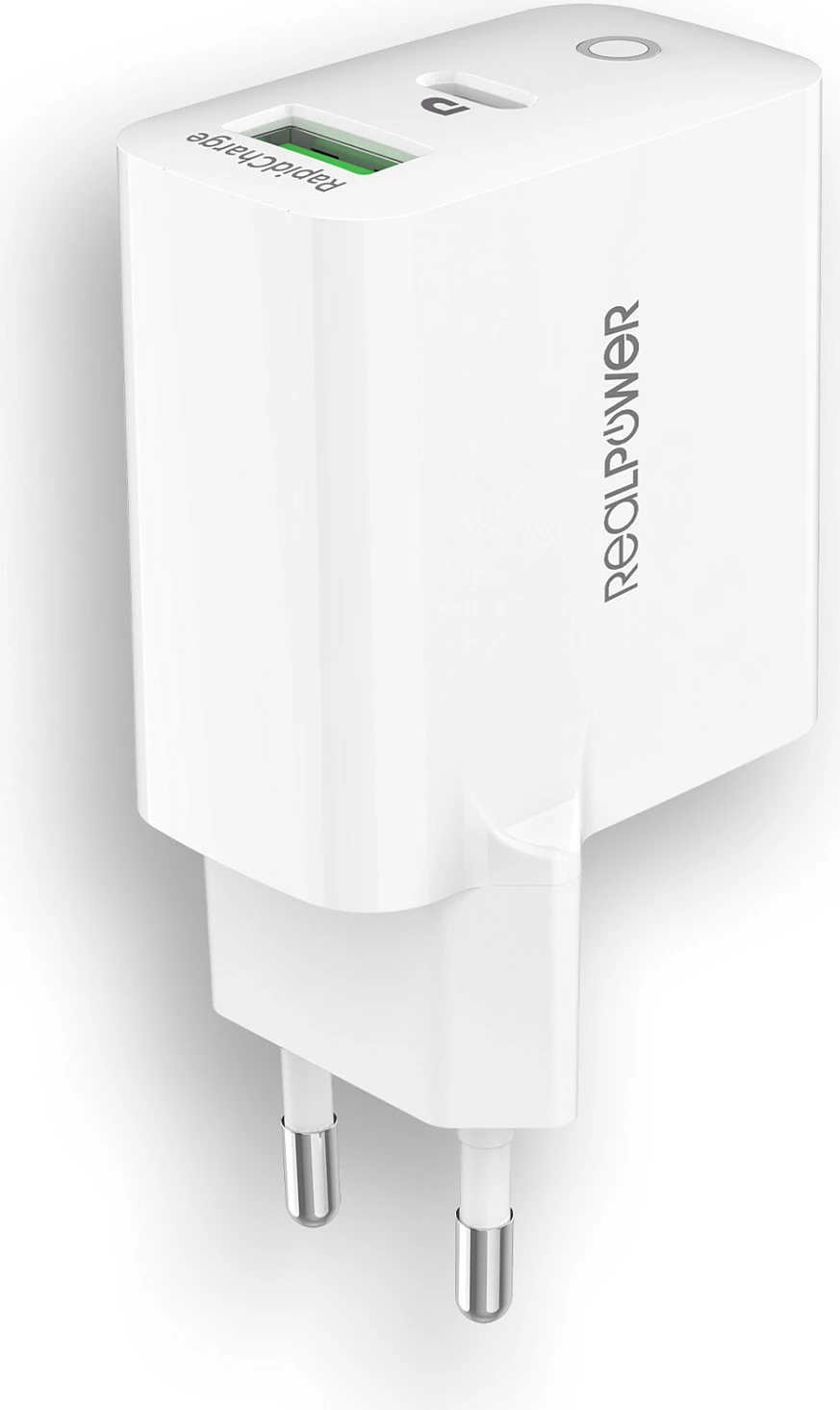 Karikues muri RealPower 352262, 65W USB-C PD + USB-A, i bardhë