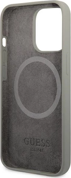 Mbështjellës Guess GUHMP13LSPLG për iPhone 13 Pro / 13 6.1", silikon, MagSafe, Gri