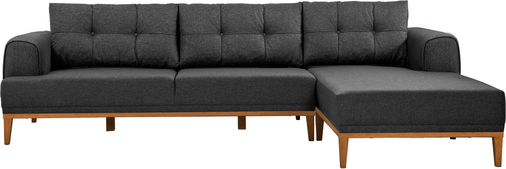 Këndare Vina, anthracite, këmbë druri, 295x82x179cm