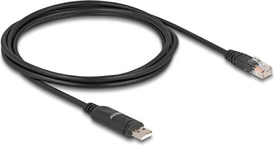 Adapter USB 2.0 në Serial RS-232 RJ45 DeLOCK, 1.8 m, i zi