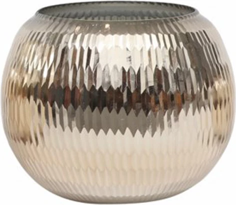 Mbajtës për qirinj të vegjël IRGI, xham, ngjyrë ari, 13x13x10cm