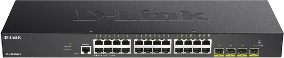 Switch D-Link DGS-1250-28X/E, 24 porta Gigabit, 4 porta 10G SFP+, rack, i zi