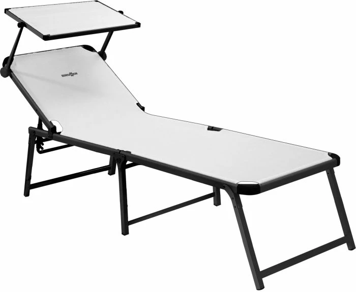 Shezlong kampingu BRUNNER Marbella 0410022N.C00 198x64x48 cm me tendë dielli, i bardhë