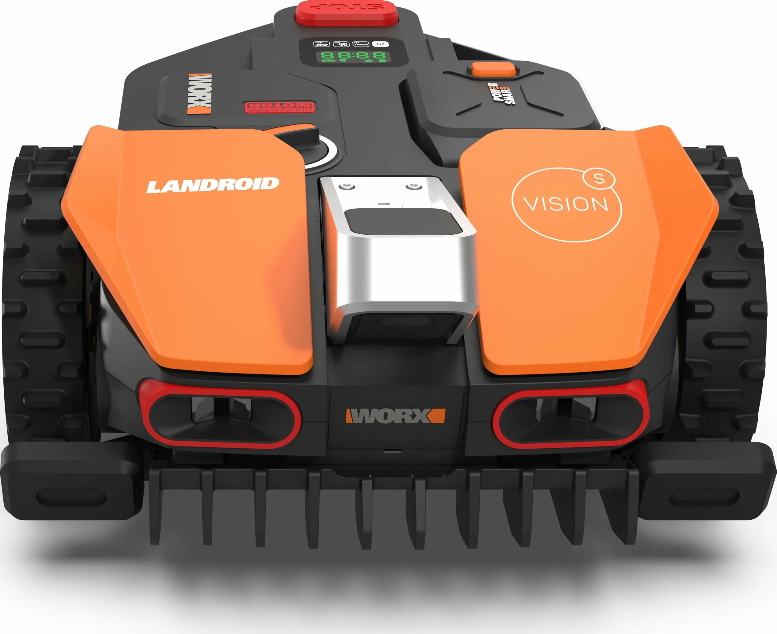 Kositës robotik bari Worx Landroid Vision S250 WR202E, 250 m², 20V 2Ah, 18 cm, pa kabllo kufizuese, zezë/portokalli