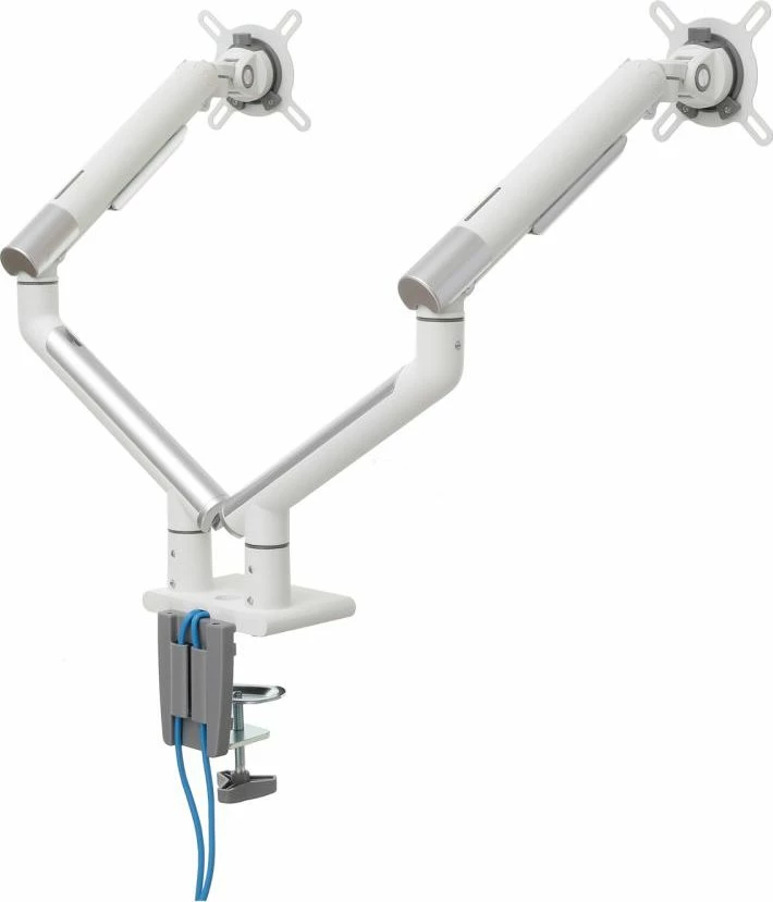 Mbajtëse monitori për tavolinë Art RAMM L-20GD, për 2 monitorë 17\"-32\", VESA 75x75/100x100, deri 9 kg, gas spring, e bardhë