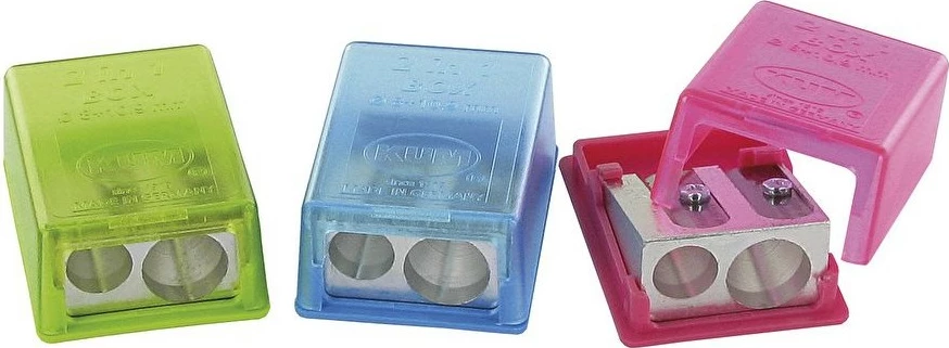 Mprehëse lapsash WEDO Spitzdose doppelt flach KUM 2-in-1 Box, 3 copë, ngjyra të përziera