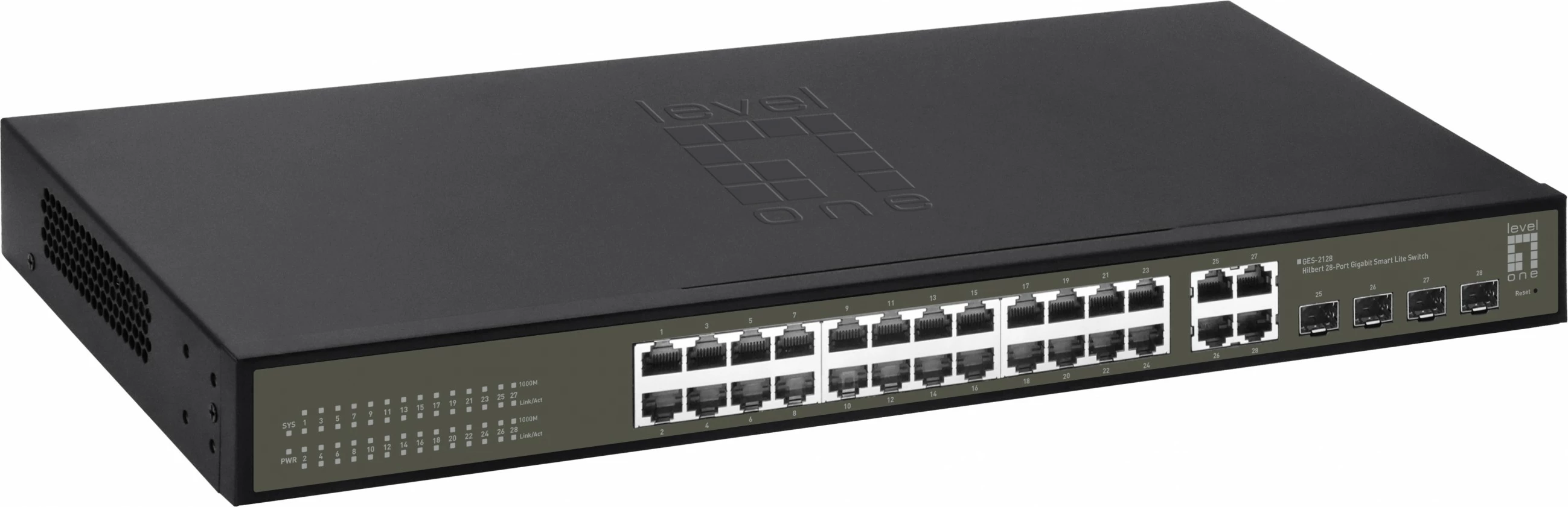 Switch LevelOne Hilbert 28-Port Gigabit Smart Lite, 24 x Gigabit RJ45, 4 x Gigabit SFP/RJ45 Combo
