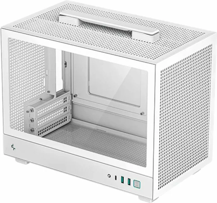Kasë Deepcool CH160 Mesh Mini-ITX mini tower, pa furnizim rryme, me dritare, USB-C, e bardhë