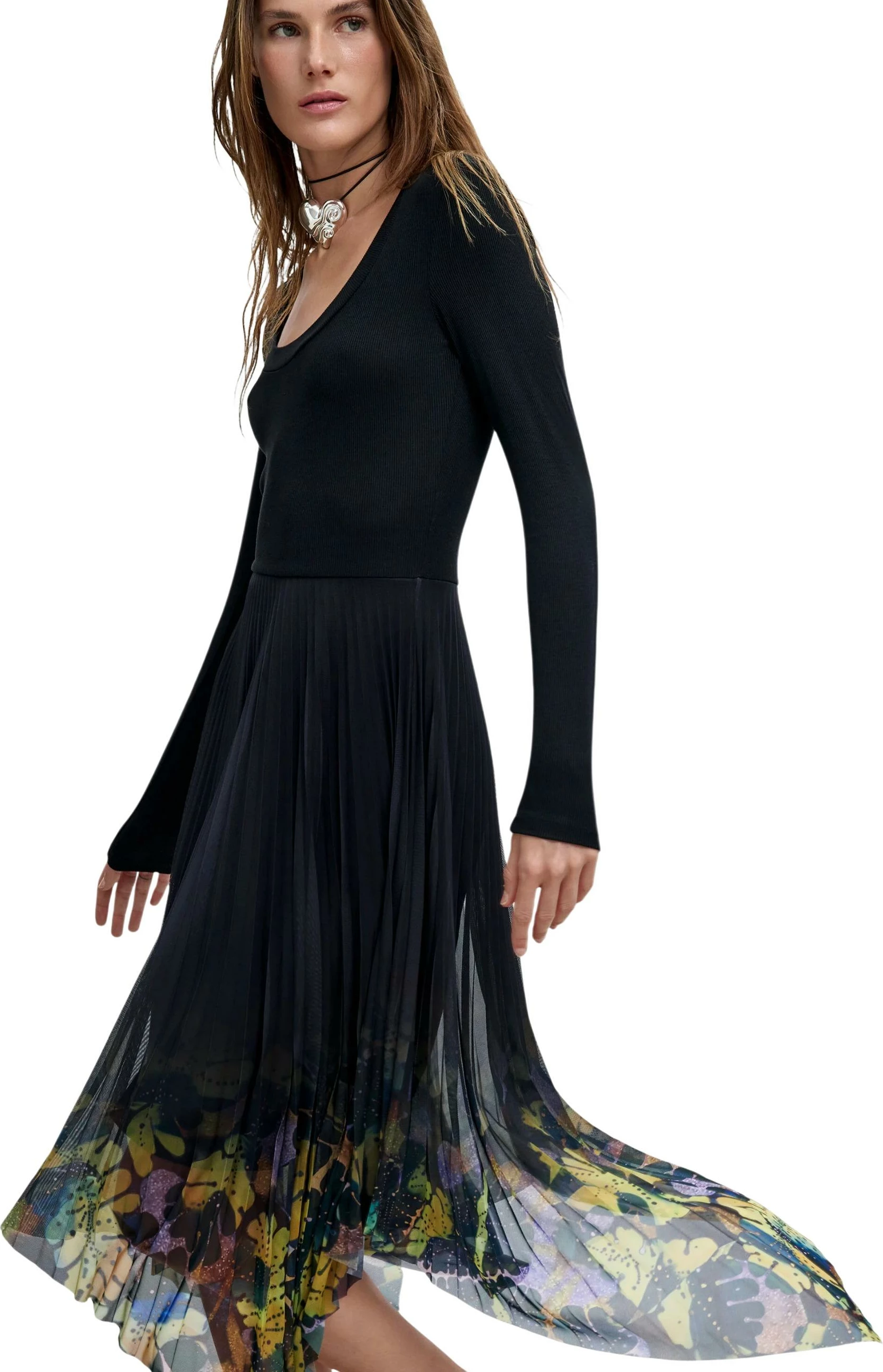 Fustan i gjatë për femra Desigual VEST_ALBA_LACROIX 26WWVK10, i zi [Madhësia: M]