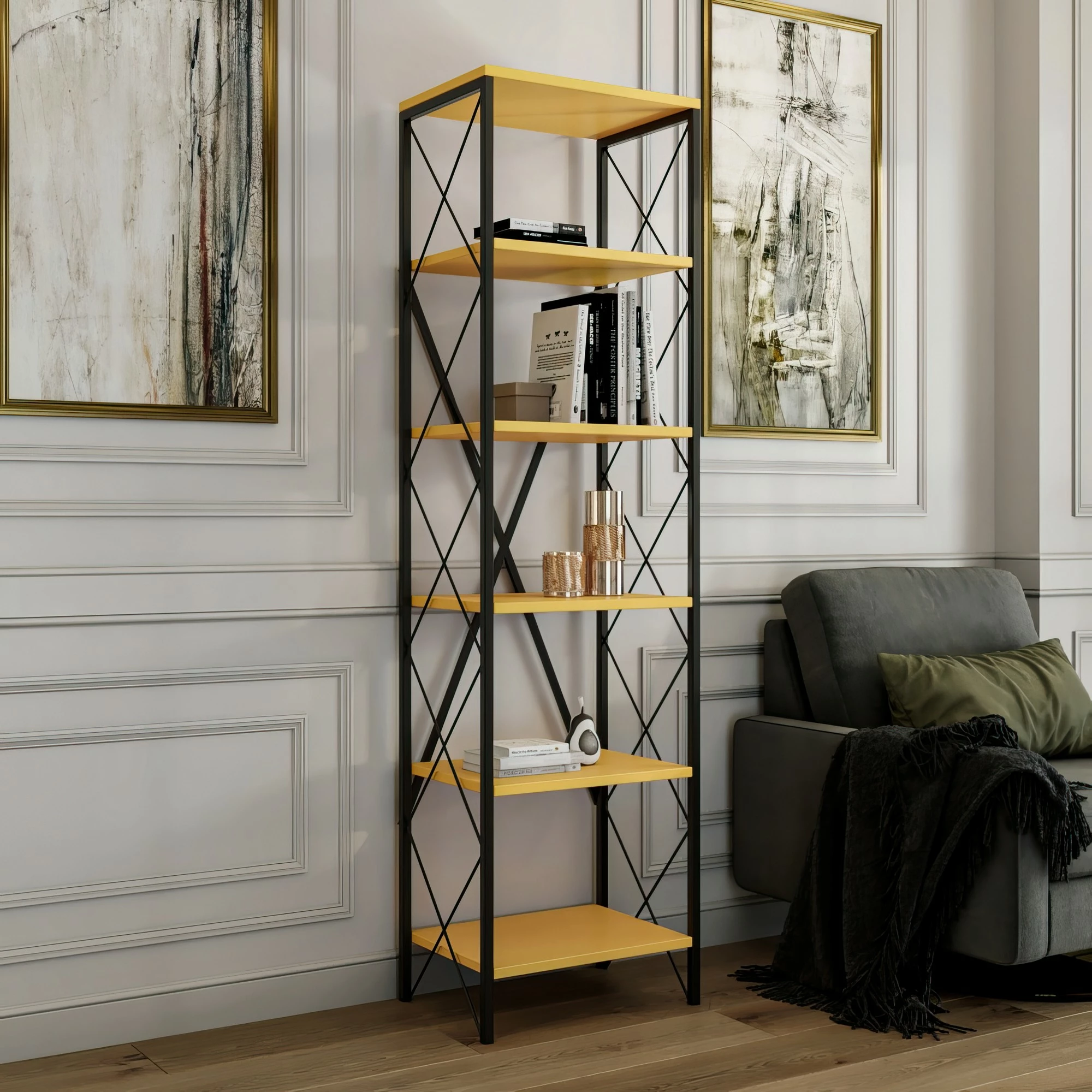 Raft librash Hanah Home, Suadiye, verdhë e zi