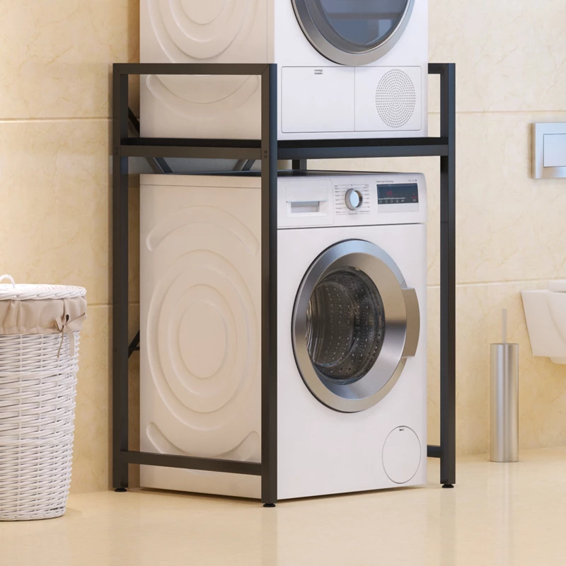 Raft mbështetës për lavatriçe e tharëse, metal i zi, Delavar, 72x60x116cm