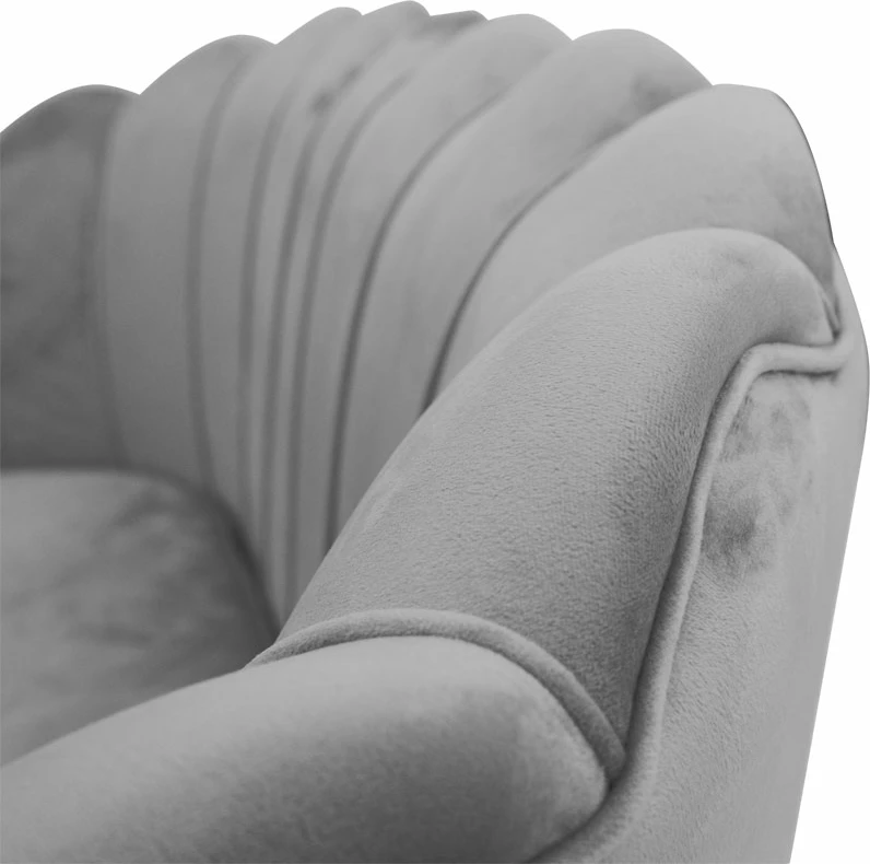 Divan dy ulëse Daimon, kadife, ngjyrë gri, këmbë metalike të arta, 134x70x77cm