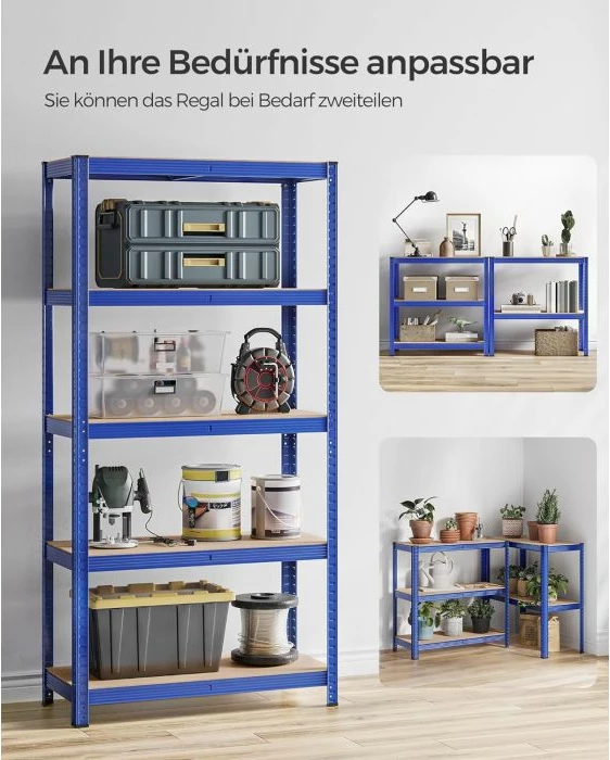 Raft metalik SONGMICS GLR040Q01, 40x90x180 cm, 5 rafte, kapacitet 875 kg, kaltër