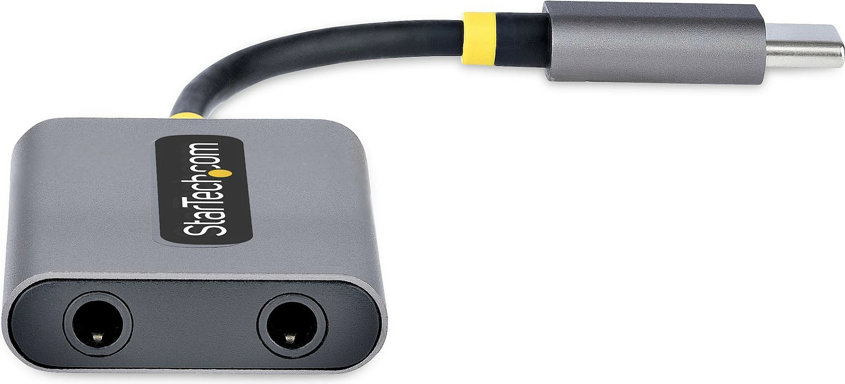 Splitter audio USB-C StarTech, USB-C në 2x 3.5mm, me hyrje mikrofoni, Gri