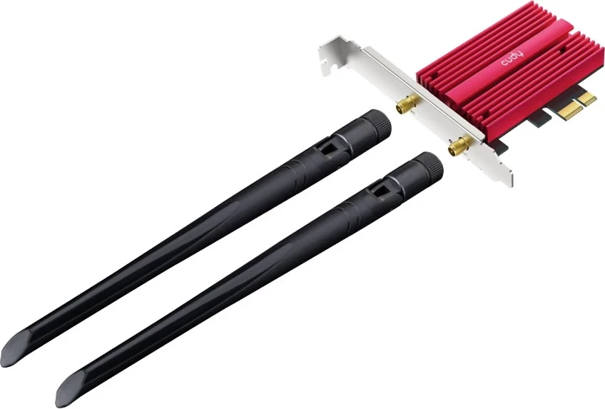 Kartë rrjeti Cudy WE9300, PCI, Wireless/Bluetooth, me antena të jashtme, e kuqe