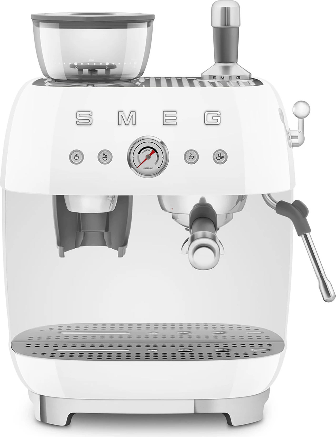 Makinë ekspresi Smeg EGF03WHEU 2.4L, 20 bar, me mulli të integrum, e bardhë