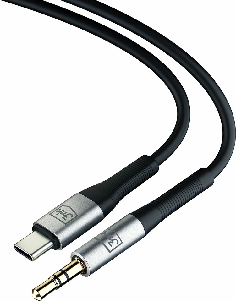 Kabllo AUX 3mk Protection USB-C në Jack 3.5 mm, 1m, e zezë