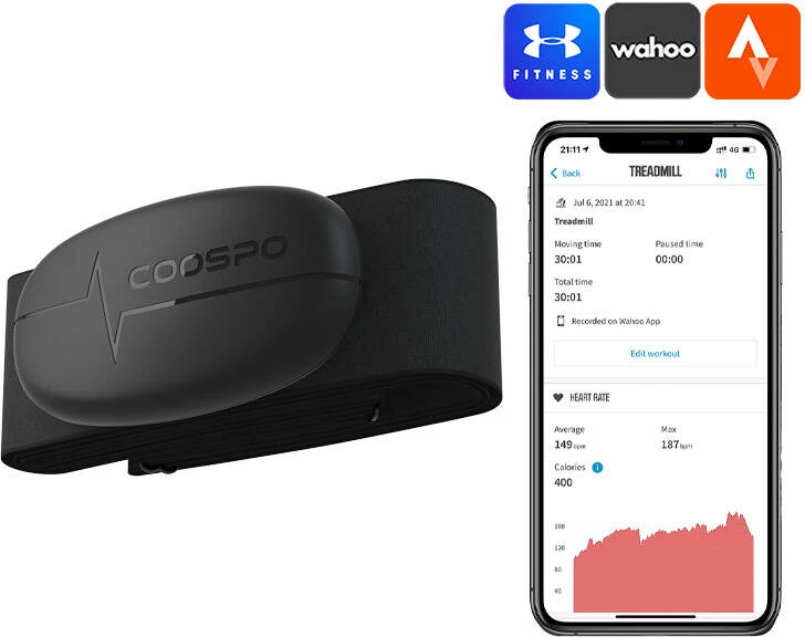 Sensor zemre Coospo H6 për kraharor, Bluetooth & ANT+, i zi