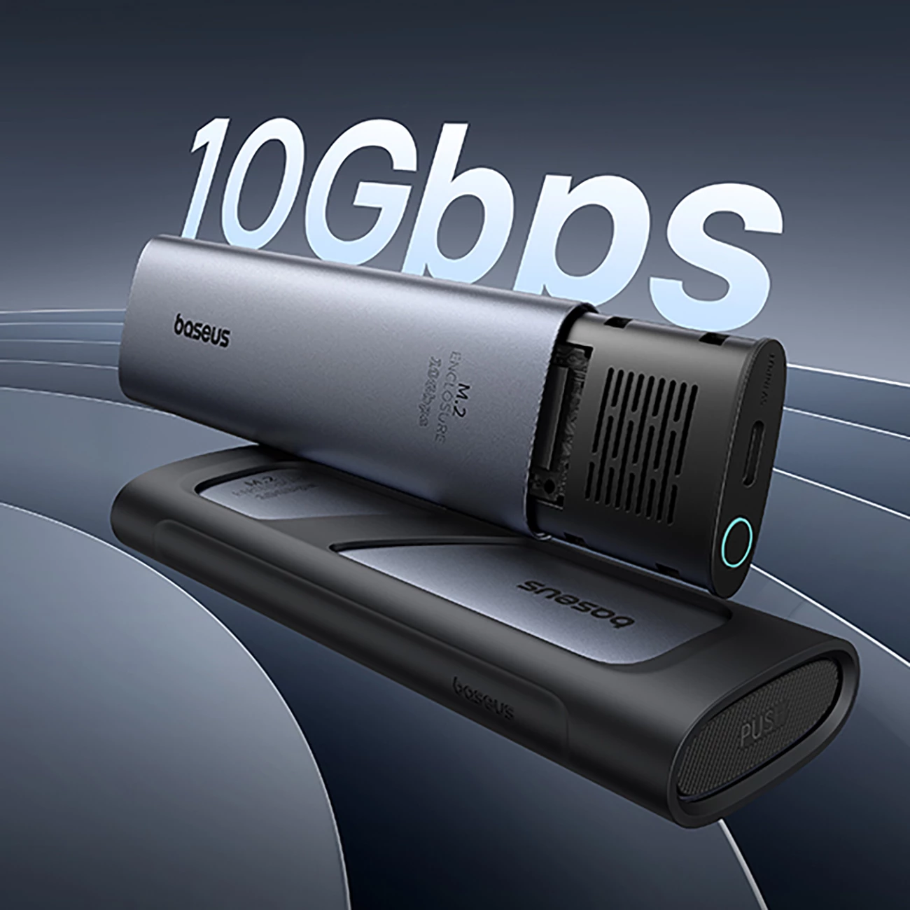 Kasë Baseus FlyJoy për SSD M.2 NVMe, 10Gb/s, Gri