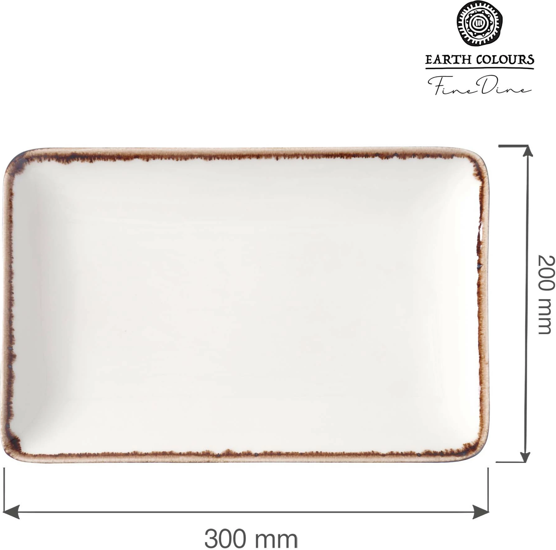 Pjatë drejtkëndore Fine Dine Vanilla 300x200mm, set 6 copë, krem