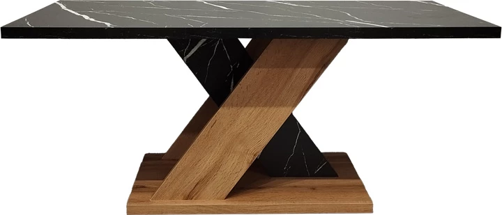 Tavolinë kafeje Solange, pamje mermeri të zi, ngjyrë sonoma, 110x55x47.5cm