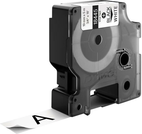 Shirit etiketimi vinil, Dymo Rhino, 18445 S0718620, 19mm x 5.5m, zi/bardhë