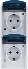 Prizë dyfishe BUSCH-JAEGER 2084-0-0701, Schuko CEE 7/3, IP44, 16A/250V, blu/bardhë