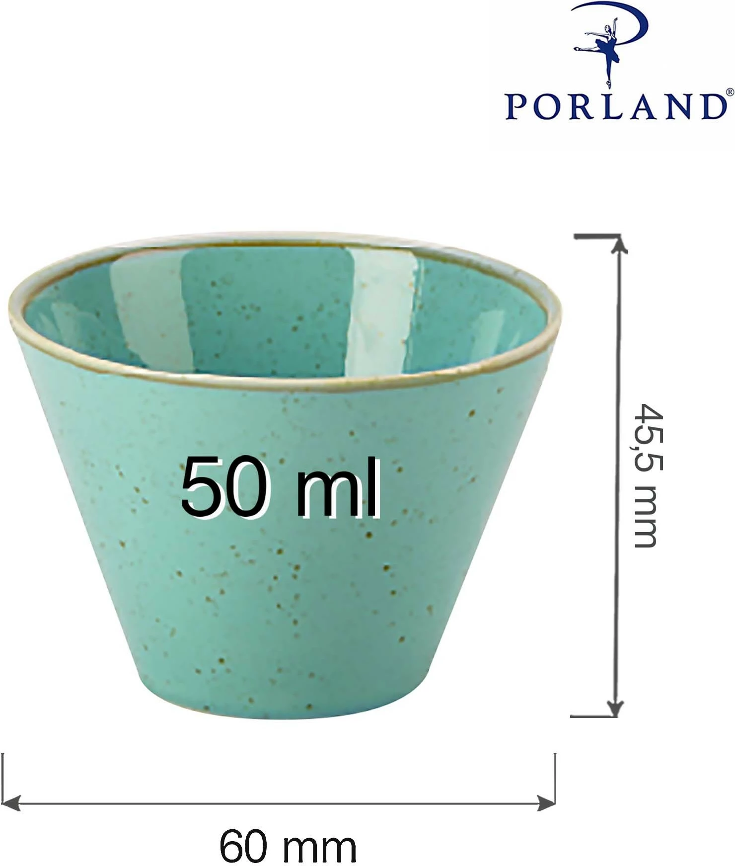 Tas konik Porland Seasons Laguna 50 ml Ø60 mm, blu qielli, set 6 copë