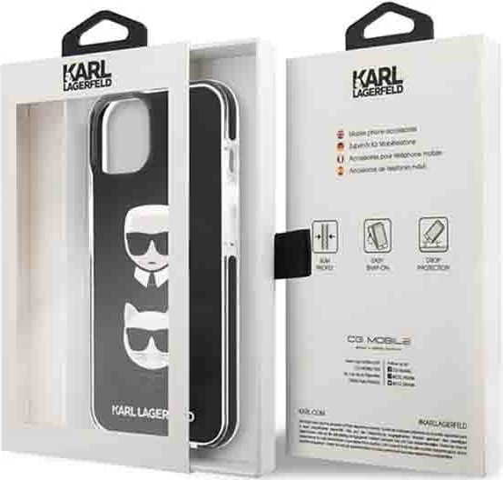 Mbështjellës Karl Lagerfeld KLHCP13MTPE2TK për iPhone 13 6.1", Hardcase, Karl&Choupette Head, i zi