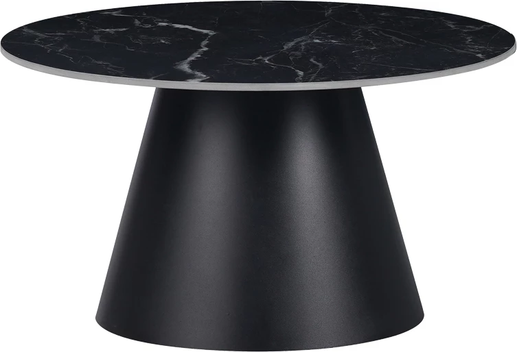 Tavolinë kafeje Fabrin Inart, gur i sinterizuar, metal i zi, D70x40cm