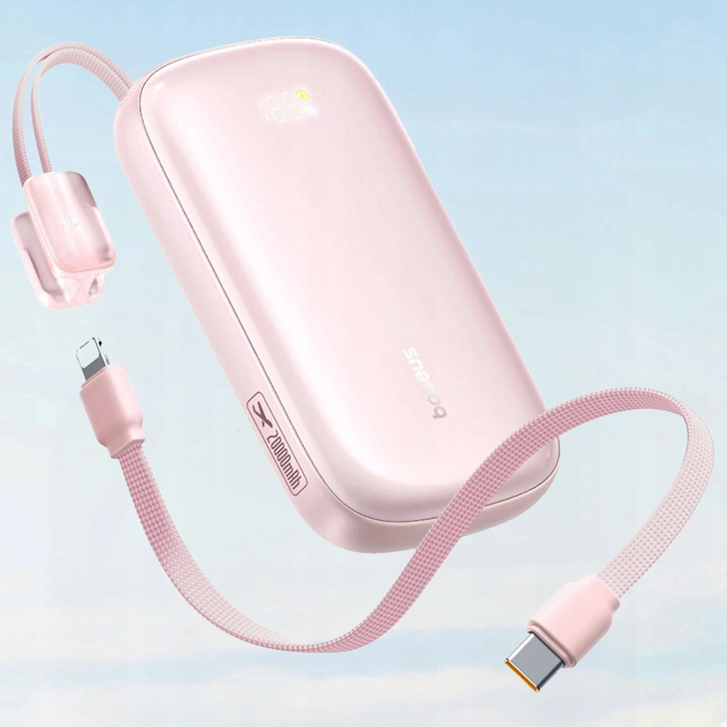 Powerbank Baseus EnerFill FC21 Qpow 3 Ultra 20000mAh 22.5W me display, rozë, me kabllo të ndashme