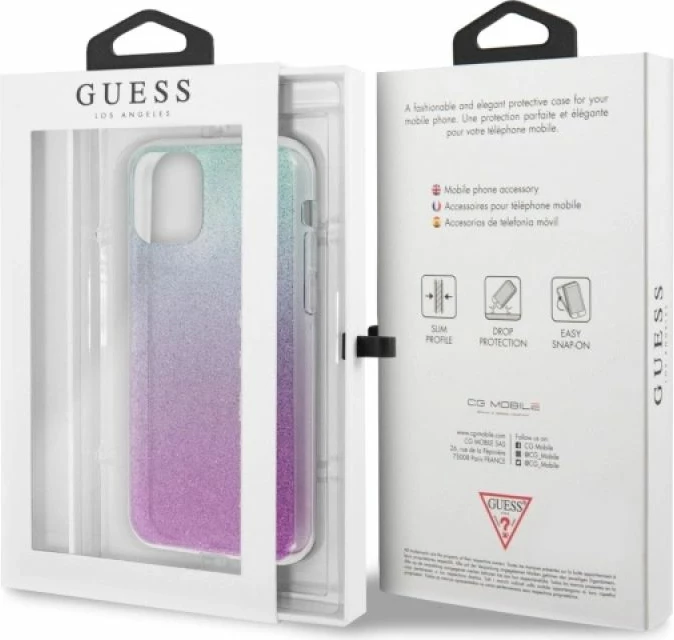 Kapak telefoni Guess GUHCN58PCUGLPBL për iPhone 11 Pro, rozë/kaltër