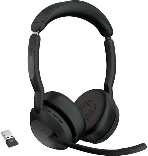 Kufje me mikrofon, Jabra Evolve2 55 MS Stereo, Bluetooth, USB-A, rreze 30 m, e zezë