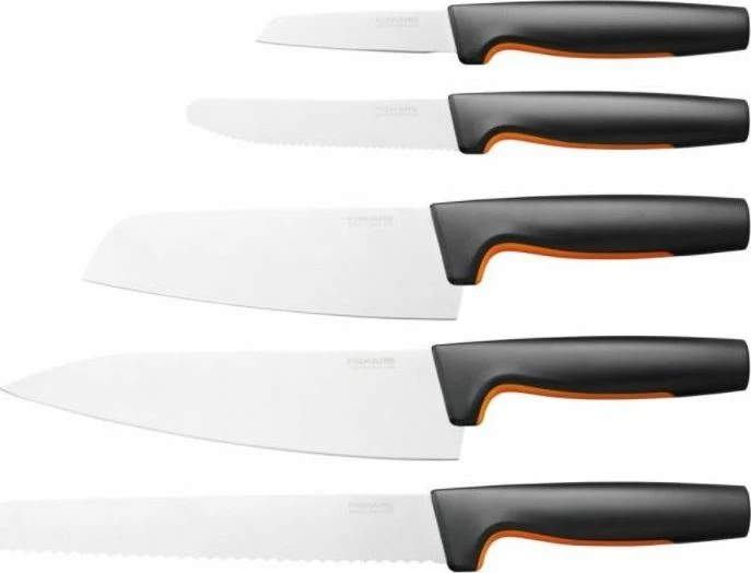 Set thikash kuzhine Fiskars Functional Form 1057558, 5 copë, zi/portokalli