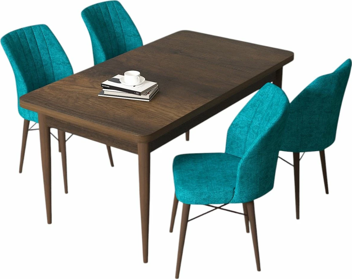 Tavolinë me karrige, 5 copë, Skye Decor, Baroque, ngjyrë turquoise