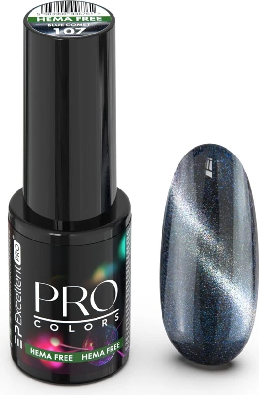 Llak për thonj për femra Excellent PRO Colors Hema Free CatEye 107 Blue Comet, 7g